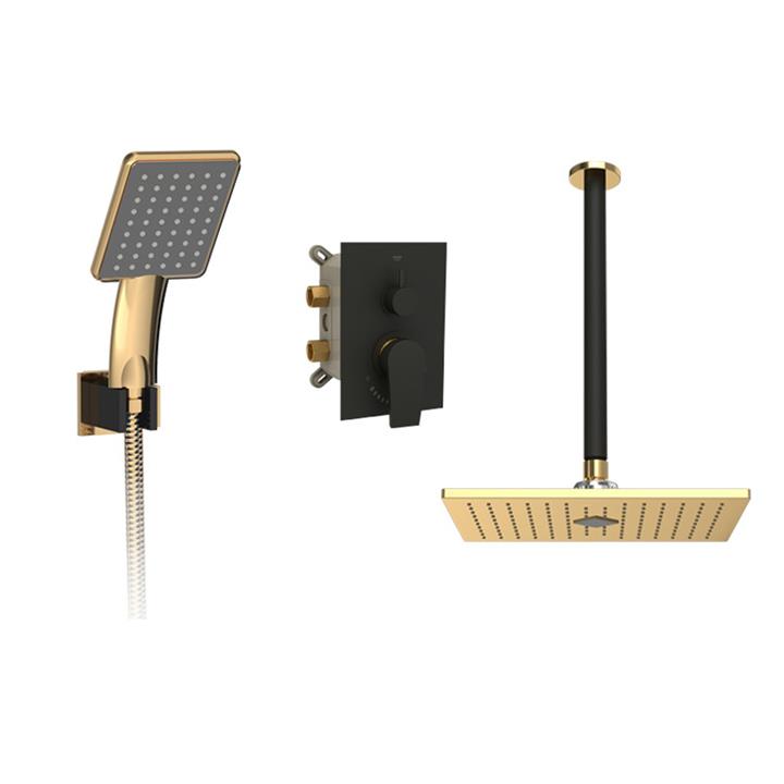 شیر توکار حمام شودر مدل رومر مشکی طلایی (سردوش پلاستیک ABS) تیپ 3